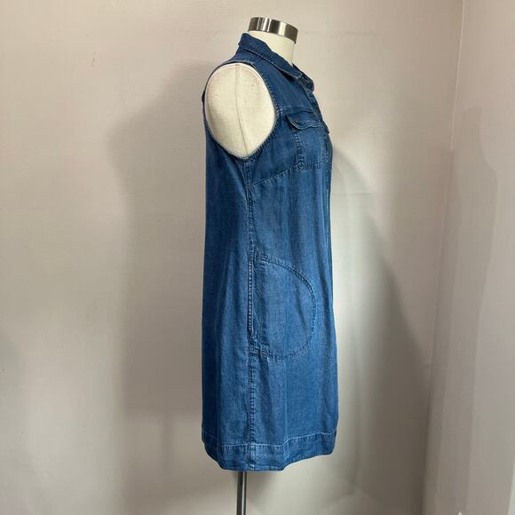 J Jill Denim Chambray Shirt Dress Petite Tencel Linen Blend Size S Petite - Picture 3 of 8